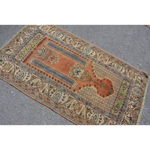 พรมตุรกีวินเทจคลาสสิกสีส้มน้ำเงิน3.4 x 5.7ft สำหรับห้องนั่งเล่นห้องนอนผ้าขนสัตว์โพลีเอสเตอร์ - Product Image 4