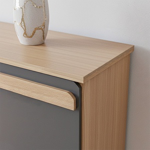 ตู้ชั้นวางรองเท้าสูง4ชั้นแบบโมเดิร์นต้นกำเนิดจากมาเลเซีย SC102ไม้โอ๊คสีเข้มสีเทาเข้มสำหรับเฟอร์นิเจอร์บ้านโรงเรียน - Product Image 3