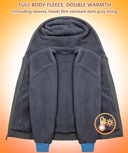 <b>Mens</b> <b>Fleece</b> <b>Lined</b> Pullover Hoodie Thick Hooded <b>Jacket</b> Winter Warm Casual Solid Digital Printing Athletic Sweatshirt - Product Image 2