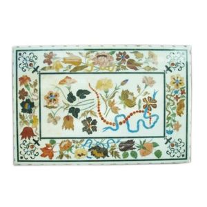 โต๊ะกาแฟทำด้วยมือหินอ่อนและแก้วดีไซน์แบบฝังสวยงามด้านบนทรงกลมสำหรับห้องนั่งเล่นในบ้าน - Product Image 3