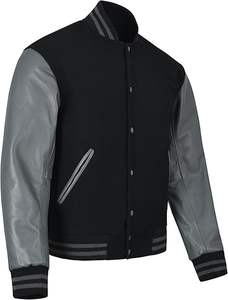 Chaqueta acolchada Softshell de invierno para hombre Mezcla de lana de estilo universitario con patrón de letras universitarias bordadas Posición del logotipo frontal - Product Image 6