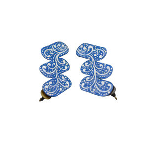 Boucles d'oreilles créoles en laiton doré mat, style Meenakari, pour fêtes, pour filles et femmes - Product Image 6