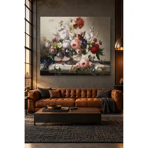 ภาพพิมพ์บนผ้าใบลายดอกกุหลาบและองุ่นบนโต๊ะหินอ่อน - Product Image 2