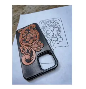 High Quality Customized Hand Made Durable Leather Designer Phone Case Tooling Pattern At Wholesale Manufacture