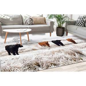 Alfombra de Vaca Highland: Decoración Rústica Impresa en 3D, Alfombra Delgada No Tejida - Product Image 1
