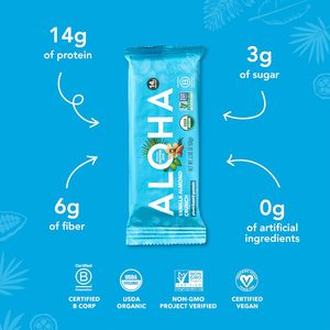 Barras de Proteína Vegetal Orgánica ALOHA (Sabor Vainilla y Almendra Crujiente, Paquete de 12) - Product Image 5