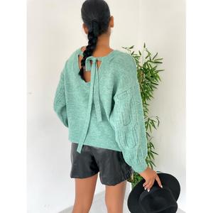 เสื้อสเวตเตอร์ถักลายด้านหลัง รุ่น 848 - สีเขียว - Product Image 1