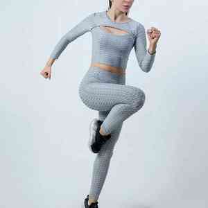 Nouvel ensemble de yoga sans couture pour femme, style OEM, respirant, extensible dans quatre directions, haute qualité, le plus vendu, personnalisable pour la gym - Product Image 3