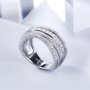 Jeulia <b>Cross</b> Round Cut Sterling <b>Silver</b> Women's Diamond Band <b>Ring</b> - Product Image 4