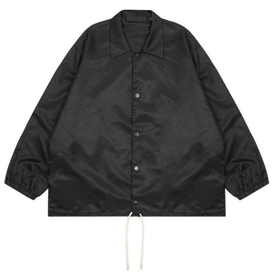 OEM Custom 100% Nylon Vintage Girl <b>Jacket</b> Spread Collar Button Closure <b>Black</b> Button Seam Pocket Unisex <b>Jacket</b> for Your Brand - Product Image 3
