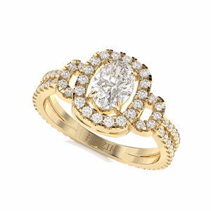 แหวนหมั้นเพชรรูปวงรีทรง2.00CT สำหรับผู้หญิงแหวนหมั้นไม่ซ้ำใคร - Product Image 1