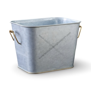 Galvanized Metal <b>Rectangular</b> Tub with Handles Multi-Use Storage Bin for Home, Garden, and Event Decor - Product Image 5
