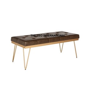 Banco Otomano de Acero con Espuma y Cuero Sintético, Acabado Negro Mate, Ideal para Muebles del Hogar - Product Image 2