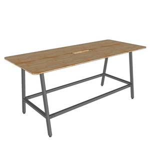 Minimalist 240x100x105cm Standing Conference <b>Table</b> with A-<b>Shaped</b> Iron Legs Rubber Wood HBMN037 for Office Furniture - Product Image 3