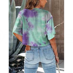 Haute qualité femmes haut court à la mode coupe régulière été 100% coton col rond manches courtes en gros Pakistan - Product Image 6