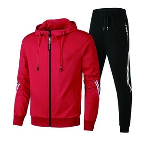 Men's Winter Casual <b>Zip</b> <b>Hooded</b> Jacket and Sweatpants 100% Cotton Solid Color Sports Jogging Single Piece Coat Pants - Product Image 4
