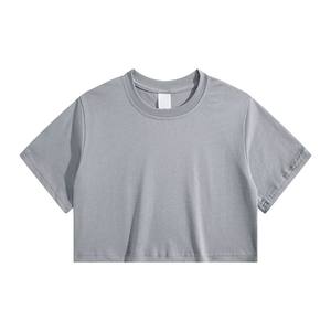 เสื้อครอปสีล้วนสำหรับผู้หญิงเสื้อครอปผ้าฝ้ายระบายอากาศใส่ลำลองทันสมัยสำหรับฤดูร้อน - Product Image 4