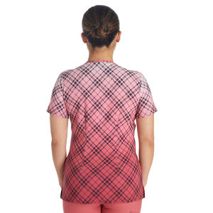 Tenues d'hôpital tricotées personnalisées pour hommes en polyester à imprimé écossais dégradé, faible MOQ, liquidation, ensembles de blouses et pantalons médicaux - Product Image 2