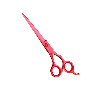 Tijeras para el cuidado del cabello recubiertas de Color rojo de 7 "con tornillo ajustable y silenciador, tijera profesional para el cuidado de mascotas - Product Image 1