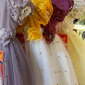 2024 nuevo diseño elegante estampado Floral patrón satén vestido y Diadema conjunto para niñas para la temporada de primavera - Product Image 5