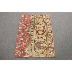 Vintage Rug, 2.2x3 ft Small Rug, <b>Red</b> Animal Print <b>Wool</b> Turkish Rug - Product Image 1