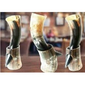 Corne à boire OX finie à la main la plus exigeante avec support en corne Corne à boire Viking naturelle Tasse à boire de bière Tasse à vin - Product Image 1