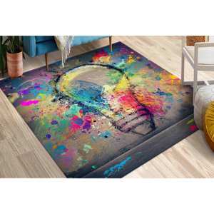 Tapis imprimé graffiti léger : moderne, luxueux, décoration de salon, paillasson, tapis fin non tissé - Product Image 1