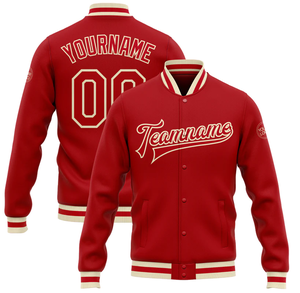 Baseball Varsity Jacket custom team name Red Fabric Style with Team Name Number Letterman Jackets Green Fabric Style - Product Image 1