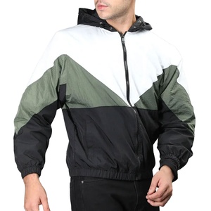 windbreak Plain Design Black and White Fashionable Custom Zipper up Windbreaker <b>Jacket</b> for Men 2026 - Product Image 3