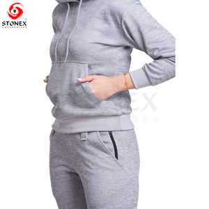 Ensemble de survêtements d'hiver 2 pièces personnalisable pour la gym pantalon à capuche zippé à manches longues toile décontractée avec impression de visage solide conception personnalisée - Product Image 3