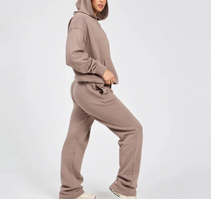 Ensemble survêtement tendance pour femme, best-seller, en molleton épais de coton French Terry, pantalon et sweat à capuche amples - Product Image 3