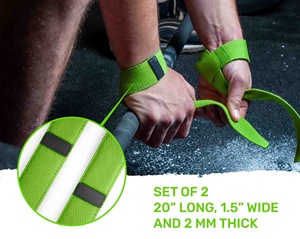 Sangles de poignet de levage en coton avec rembourrage en néoprène souple réduit le risque de blessure pour l'haltérophilie, la musculation et l'haltérophilie - Product Image 2