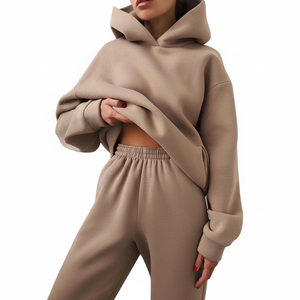 ชุดวอร์มลำลองผู้หญิงไซส์ใหญ่ เสื้อฮู้ดแบบสวม ทรงคลาสสิก พิมพ์ลายพัฟฟ์ตามสั่ง รับผลิตแบบ OEM ODM - Product Image 2