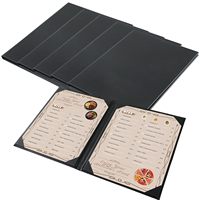 Sampul Menu 2 Panel 2 Sisi Ukuran 9x12 Inci Bahan Kulit PU untuk Layanan Makanan Perlengkapan Hotel Penyaji Menu Restoran Merek NJ Model