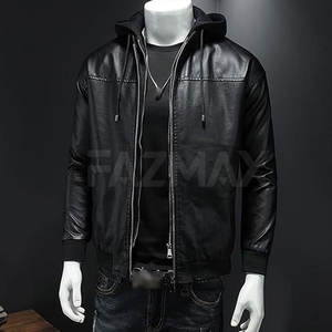 Sudaderas con capucha de cuero para hombre de talla grande Sudaderas con capucha de cuero para hombre a la moda y con estilo En stock para hombres - Product Image 6