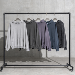 เสื้อฮู้ดผ้าซักกรดสำหรับผู้ชายผ้าฝ้าย100% กำหนดได้เองสไตล์วินเทจซีดจางแฟชั่นแนวสตรีทแฟชั่นลำลองสำหรับฤดูหนาว - Product Image 1