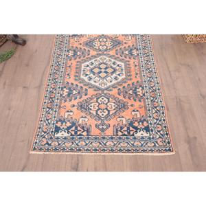 Alfombra Turca Vintage de 3.2x4.9 pies, Alfombra de Lana con Puntos Azules - Product Image 5