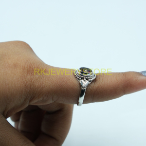 Bague vintage en argent sterling 925 pur, faite à la main, avec pierre précieuse ovale en grenat taillée, pour femme, petite amie, cadeau de Noël, cadeau d'anniversaire - Product Image 3