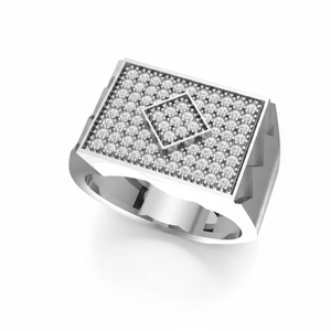 Bague tendance pour homme Modern Orbit, 79 pièces, diamant naturel, plaqué or 14 carats, taille brillant ronde - Product Image 1