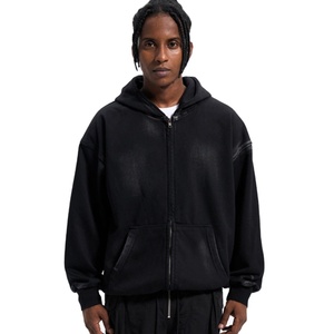 Fabricant de sweats à capuche délavés à l'acide OEM/ODM Sweat à capuche 100% coton vierge à fermeture éclair Hip Hop Sweats à capuche lourds Haut pour hommes - Product Image 1