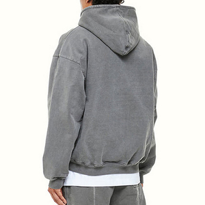 Sweat-shirts à capuche zippés personnalisés avec logo, 360 grammes, 100 % coton, épaules tombantes, coupe oversize, hiver, brodés - Product Image 3