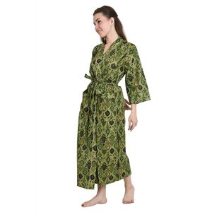 Handblock-<b>Kimono</b> Pure Cotton Boho Floral Cardigan Spring and Summer Mode <b>Beach</b> Cover-Up Swimwear Cover-Up - Product Image 5