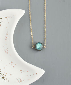 Ohemian-Cadena de alambre de piedras preciosas hexagonales para mujer, collares de plata de ley 925 chapados en oro, colgantes hechos a mano - Product Image 4