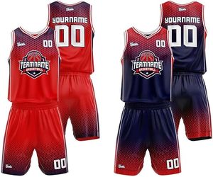 Usine directe en gros personnalisable réversible respirant maillots de basket-ball ensembles Polyester imprimé Logo uniforme de haute qualité - Product Image 4