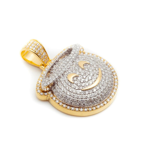 Amuleto de Plata de Ley 925 Hecho a Mano con Moissanita y Engaste Pavé, Estilo Hip Hop, Diseño de Ángel Emoji, Bañado en Rodio, Regalo Unisex - Product Image 3