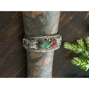 Navajo Handmade Multi-Stone & Sterling <b>Silver</b> Fashion <b>Cuff</b> <b>Bracelet</b> - Product Image 2
