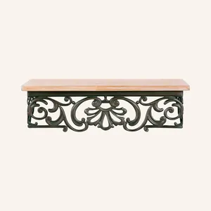 Modern Design Wood Metal Frame Floating <b>Shelves</b> Elegant Wall Mounted Latest Decor for Living Room Cheap Price - Product Image 3