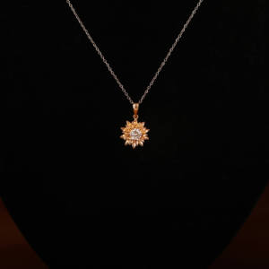 จี้เพชรทรงดอกไม้แบบเจียระไนทรงกลม เพชรเลี้ยงในห้องปฏิบัติการ ทอง 14k ดีไซน์ใหม่ทันสมัยสำหรับผู้หญิง - Product Image 1