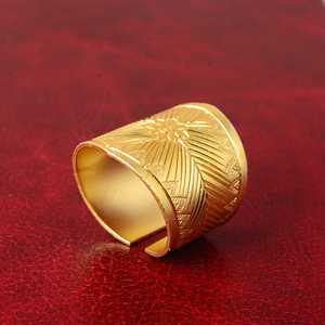 Latest Design Tribal Floral <b>Ring</b> Boho Brass <b>Rings</b> Women 18k Gold Plated Ethnic Sunburst Wide Band <b>Ring</b> Statement Wholesale - Product Image 5