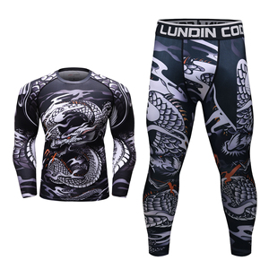 T-shirt de compression MMA Jiu Jitsu Rashguard pour hommes, tenue de sport de kickboxing, T-shirt MMA, short de Muay Thai, ensemble de boxe Rash - Product Image 2